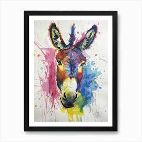 Donkey Colourful Watercolour 2 Art Print