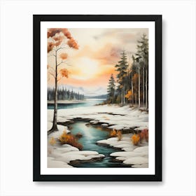 Sunset In The Woods 1 Art Print