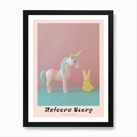 Pastel Toy Unicorn & Toy Bunny 1 Poster Art Print