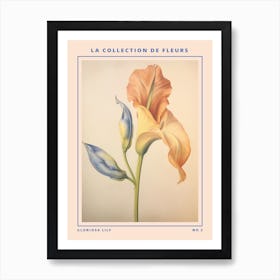 Gloriosa Lily 2 French Flower Botanical Poster Art Print