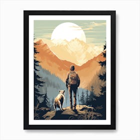 Hiker And His Dog Art Print