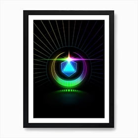 Neon Geometric Glyph in Candy Blue and Pink with Rainbow Sparkle on Black n.0190 Art Print