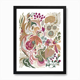 Pastel aboriginal style flowers Art Print