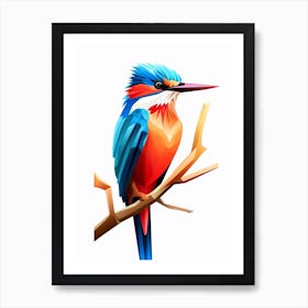 Colourful Geometric Bird Kingfisher 1 Art Print