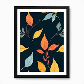 Autumn Leaves Seamless Pattern 8 Art Print