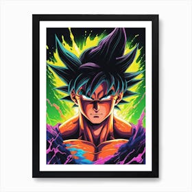Goku Dragon Ball Z Neon Iridescent (11) Art Print