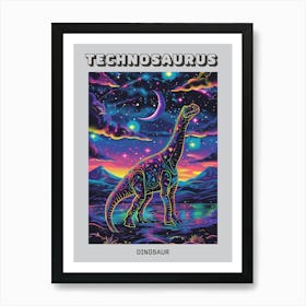 Cyber Celestial Neon Dinosaur 1 Poster Art Print