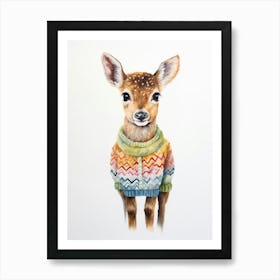 Baby Animal Wearing Sweater Fawn 2 Art Print