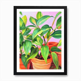 Epipremnum Aureum 3 Impressionist Painting Plant Art Print