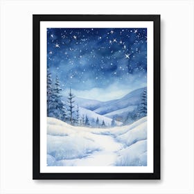 Winter Landscape Watercolor Painting 4 Art Print