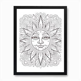 Line Art Inspired By  The Creation Of The Sun 2 Art Print