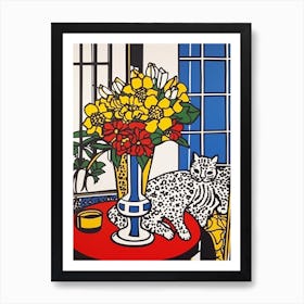 Queen With A Cat 3 Pop Art Style Art Print
