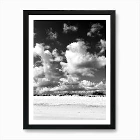 Black And White Clouds over Beach Art Print