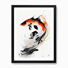 Shusui Koi Fish Minimal Line Drawing Art Print