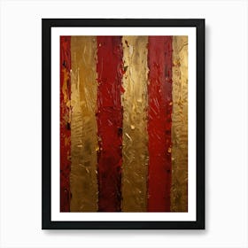 Gold And Red Stripes Art Print