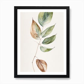 Wild Sarsaparilla Leaf Minimalist Watercolour 2 Art Print