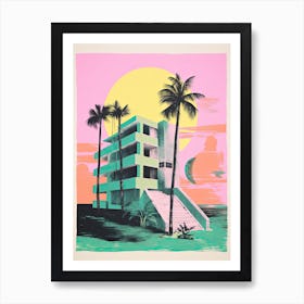 Miami In Risograph Style 3 Art Print