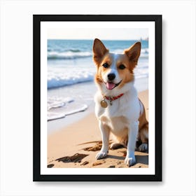 Corgi On The Beach Art Print