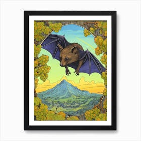 Fruit Bat Vintage Illustration 6 Art Print