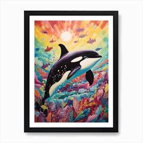 Colourful Surreal Orca Whale Underwater Art Print
