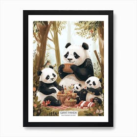 Giant Panda Family Picnicking In The Woods Poster 2 Art Print