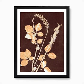 Brown Orange Botanical Leaves Art Print