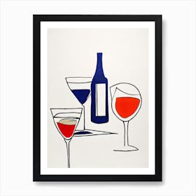 Cosmopolitan Picasso 2 Line Drawing Cocktail Poster Art Print