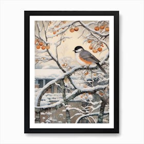 Winter Bird Painting House Sparrow 1 Art Print