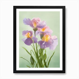Iris Flowers Acrylic Painting In Pastel Colours 1 Art Print
