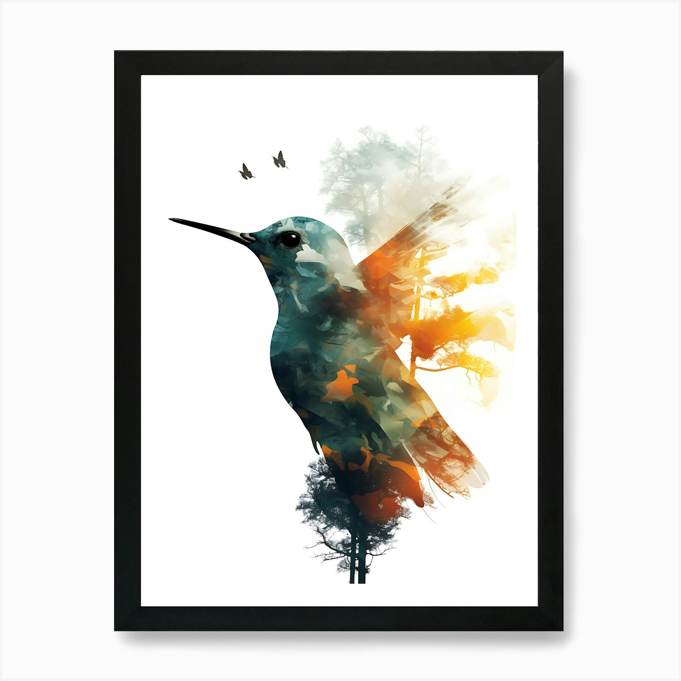 Hummingbird Art Print Framed Wall Art Poster Canvas Print Picture - Picture 2 of 4