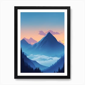 Misty Mountains Vertical Composition In Blue Tone 154 Art Print