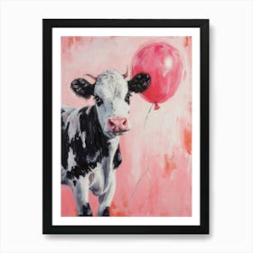 Cute Cow 1 With Balloon Art Print