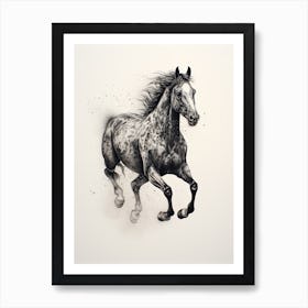 A Horse Painting In The Style Of Stippling 3 Art Print