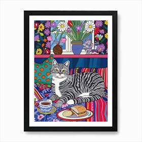 Tea Time With A American Shorthair 3 Art Print