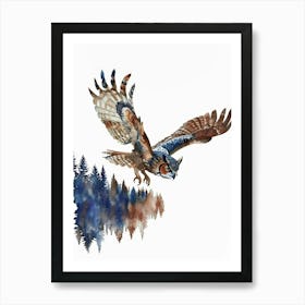 Owl In Flight 1 Art Print