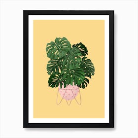 Monstera Deliciosa On Light Yellow Affiche