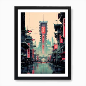 City Of Tokyo|Retrofuturism 1 Art Print