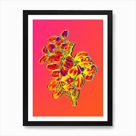 Neon Carob Tree Botanical in Hot Pink and Electric Blue n.0606 Art Print