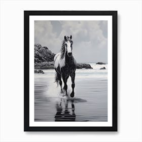 A Horse Oil Painting In Praia Do Camilo, Portugal, Portrait 3 Art Print