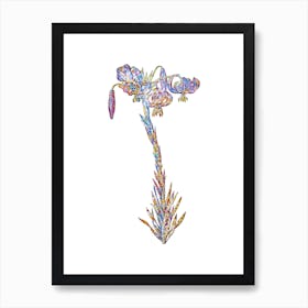 Stained Glass Vintage Lily Mosaic Botanical Illustration on White n.0025 Art Print