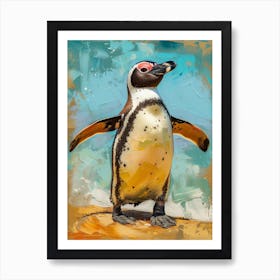 Galapagos Penguin Livingston Island Colour Block Painting 1 Art Print