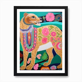 Maximalist Animal Painting Cougar 3 Art Print