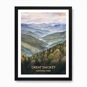 Great Smokey Park Watercolour 4 Art Print