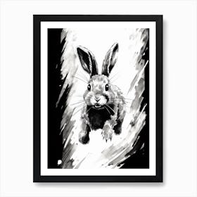 Rabbit Prints Ink Drawing Black And White 5 Art Print