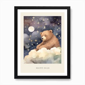 Sleeping Baby Brown Bear 2 Nursery Poster Art Print