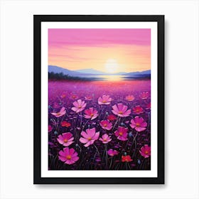 Sunset Pink Cosmos Art Print