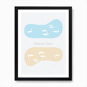 Forever Love - Swan Family Art Print
