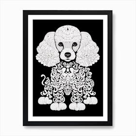 Poodle Dog, Line Drawing 4 Art Print