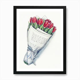 Bouquet Of Red Tulips Art Print