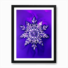 Snowflake On Purple Background Art Print